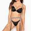 Sexy Sommer Tiefem V Brief Strass Bh Set Frauen Atmungsaktive Unterwäsche Set Solide Kurze Höschen 2 Stück Sets Dame dessous Sets Y0263f