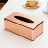 Pappersställ elegant Royal Rose Gold Car Home Rectangle Shaped Tissue Box Container Handduk Tervelvävnadshållare Y200328248F