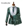 2018 Nuovo elegante marca scialle bavero abito da uomo da sposa fiore doppio petto abiti da sposa per uomo slim fit abbigliamento formale da sposo T326S