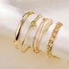 4 pièces ensemble Simple chaîne bracelets Bracelet pour femmes créatif plaqué or manchette Bracelet bracelets bijoux Pulseras Mujer