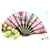 Fans Plum Blossom Flower Print Folding Hand Hollow Out Dance Party Pocket Gifts Wedding Decor Drop Delivery Toys Electronic Dh9Ad