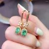 Dangle Earrings MeiBaPJ Natural Colombian Emerald Gemstone Flower Drop Real 925 Silver Fine Charm Jewelry For Women