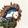 Autres décorations pour la maison 3D Cheval Artisanat Laser Coupé Bois Matériel Cadeau Art Artisanat Forêt Sauvage Animal Table Décoration Statues Ornements Chambre Dro Dh8Hv