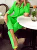 Herrdräkter gröna uppsättningar för kvinnor 2 stycken 2023 Kvinna hackad lapel kvinnors kostym klänning skräddarsydd smal passande eleganta byxor