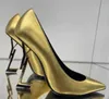 2023 Sandaler High Heels Luxurys Designers Shoe Paris Dress Classics Women 10cm 7cm klackar Black Golden Gold Wedding Botts Storlek 35-43