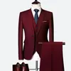 Men's Suits Blazers Foreign trade men's business casual suit threepiece set of two buckles Korean version slim groom wear 230915