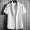 Męskie bluzy bluzy Summer Men Men Shirt Solid Kolor Condytualny bluzka Slim Fit Korean Shirt Oversize Office White Black Blain Shirt L230916