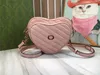 bolso de diseñador Designer Interlocking G 751628 Mini bolso de hombro de cuero con forma de corazón Matelass