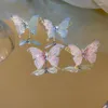 Brincos de garanhão deslumbrante camada dupla borboleta doce zircão sonho bonito luz feminina jóias de luxo