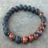 SN1083 Natural Men's Lava Red Tiger Eye Bracelet New Design Yoga Mala Beads Bracelet Buddhist Meditation Chakra Jewelry209i