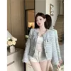 Kurtki damskie Choichic francuska w stylu Korea Tweed Design Mały koło szyi pojedynczy płaszcz dla kobiet wiosna jesienna kobieta 230915