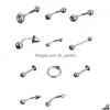Tongue Rings 110Pcs 11 Styles Surgical Steel Body Piercing Jewelry Mix Crystal Stone Nipple Belly Button Eyebrow Labret Lip D Dhgarden Dhbp8