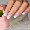 Faux Ongles Presse Sur Blanc Rose Dégradé Français Faux Ongles Moyen Cercueil Colle Brillante Cadeau Pour Filles Femmes Rencontres 24 Pièces