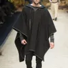 Misto lana da uomo Autunno Inverno Giacche con scialle da uomo Modello nazionale vintage stampato Poncho di lana Cappotti con cappuccio Capispalla allentato maschile 230915