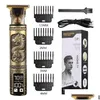 Tondeuse à cheveux Clipper rasoir électrique hommes tête en acier rasoir or avec outils de style USB livraison directe produits soins Otl0X Dhqi5