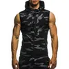 Débardeurs pour hommes Mâle Summer Sweatshirt Hommes Militaire Slim Top Camouflage Gyms Fitness Zipper Gilet À Capuche Sans Manches À Capuche Tees MY078 230915