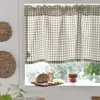 Curtain Half Plaid Short Vintage Drapes Cotton Linen Cupboard Head For Bedroom Valance Curtains Kitchen