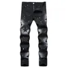 Pantalones vaqueros para hombre Estilo Pintura de color negro Estiramiento High Street Star Print Slim Elástico Flaco Pantalones de mezclilla Lápiz 230915