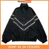 Men's Jackets Mens Reflective Striped Jacket Zipper Up Varsity Jackets Hip Hop Street Thin Coat Sports Black Loose Windbreaker Spring Autumn 230915