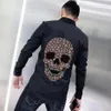 Spring Lapel Design Shirts Brand Drill Skull Style Business Formal Long Sleeve264F