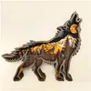 Annan heminredning 3D Wild Wolf Craft Laser Cut Wood Material Gift Art Crafts Forest Animal Table Decoration Statyer Ornament Room Drop Dhnvh