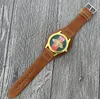 Paarliefhebbers dames herenhorloge 38 mm bruin lederen nylon strap waterdichte kwarts bewegingsklok militaire bijen slang tijger skelet wijzerplaat eenvoudige stijl populaire horloges