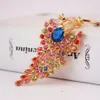 Newest Fashion Keychain 3pcs Colorful Rhinestone Crystal Paved Animal Beauty Peacock Key Chain Hanging Women Car Key Rings2742