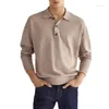 Herrpolos 2023 Solid Color V Neck Långärmad t-shirt Spring och Autumn Casual Fashion Outdoor Polo Shirt