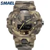 Ny kamouflage Military Watch Smael Brand Sport Watches LED Quartz Clock Men Sport Wristwatch 8001 Herr Army Watch Waterproof LY19263R