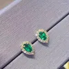 Stud Oorbellen Mode Kleine Chique Groene Kristal Smaragd Edelstenen Diamanten Voor Vrouwen Meisje 18k Goud Kleur Sieraden Bijoux Geschenken