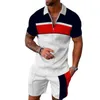 Kleidung Männer Trainingsanzüge neue sommer 2 Stück Hosen Set Übergroßen Floral GEO Zipper Polo Hosen Outfits Sommer Streetwear2951