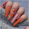 Falsche Nägel 24 teile / schachtel Ballerina Stiletto mit Halloween-Stil Design Abnehmbare Nagelspitzen Sarg Maniküre Patches Drücken Sie auf Drop Delive DHCAU