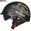 GXT DOT شهادة رجعية للدراجات النارية خوذة Moto Moto Scooter Vintage Half Face Biker Motor Moto Moto Casco Moto252e