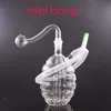 Colorida granada antitanque Forma cachimba 10 mm hembra mini vidrio barato agua quemador de aceite tubo dab rig bongs tubo para fumar con manguera de silicona