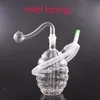 Grenade antichar colorée Forme narguilé 10mm femelle mini tuyau de brûleur à mazout en verre bon marché dab rig bongs tuyau pour fumer avec un tuyau en silicone