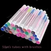 50pcs Reusable Eyelash Brush Tube Disposable Eyelash Wands Eyebrow Brush Replaceable Dust-proof Sparkling Broken Diamond Bottom Makeup Tools AccessoriesMakeup