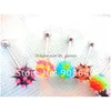 Tongue Rings Shippment Lot 50Pcs Body Jewelry -Spike Koosh Ball Ring Bar 14G Drop Delivery Dhgarden Dhyfx