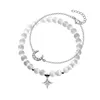 Charm Bracelets KOUDOUN Premium Simple Star Moon Opal Stone Lucky Bracelet Fashion Jewelry Zircon Party Ladies 2023