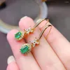 Dangle Earrings MeiBaPJ Natural Colombian Emerald Gemstone Flower Drop Real 925 Silver Fine Charm Jewelry For Women
