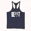 Herrtankstoppar Gymträning Bodybuilding Printed Muscle Stringer Extreme Y Back Fitness 230915