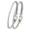 Bracelet Dy Luxe Designer Torsadé Perle Tête Femmes Mode Polyvalent Twist Bracelets Bijoux Platine Plaqué