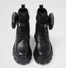 Diseñador de lujo Monolith Re-Nylon Botas Plataforma de suela gruesa Martin Boot Cuero negro Calzado famoso Lady Winter Botines de motocicleta