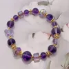 Strang Mode Natürliche Amethyst Einstellbare Armband Frauen Herzförmige Liebe Kristall Bowknot Hand Perlen Armreifen Schmuck Geschenk