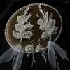 Pinces à cheveux de mariée, Barrettes à paillettes en cristal, couvre-chef en gaze blanche, épingle à cheveux florale, boucles d'oreilles, ensemble d'accessoires de mariage