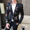 Elegante chaqueta con estampado de corona de diamantes para hombre, traje para fiesta de boda, chaqueta, Blazers para hombre, chaqueta inteligente informal entallada 260E