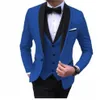 Moda Royal Blue Uomo Smoking da sposa Scialle nero Smoking dello sposo con risvolto Eccellente Giacca da uomo Giacca da 3 pezzi Giacca Pantaloni Cravatta V344r