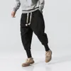 Homens inverno grosso lã calças casuais moda japonesa solta harem pant masculino longo quente bota calças plus size M-5XL260H