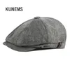 Береты KUNEMS, модная мужская шапка, ретро шапки для папы, Boinas, летние дышащие солнцезащитные дизайнерские восьмиугольные острые козырьки 230915
