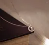 Hängen 925 Sterling Silver Lucky Fairy On Moon Pendant Halsband Blue Zircon Crescent Neck Chain for Women Gift Jewelry SCN244