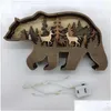 Inna aktualizacja wystroju domu niedźwiedź Christams Deer Craft 3D Laser Cut drewna dar